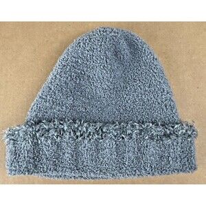 Blue Beanie Cozy Hat‎ Knit Cap Warm Plush Cottagecore Coastal Chic Minimalist